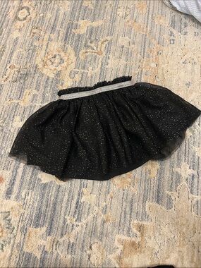 Cat & Jack Black Glitter Tulle Skirt with Silver Waistband